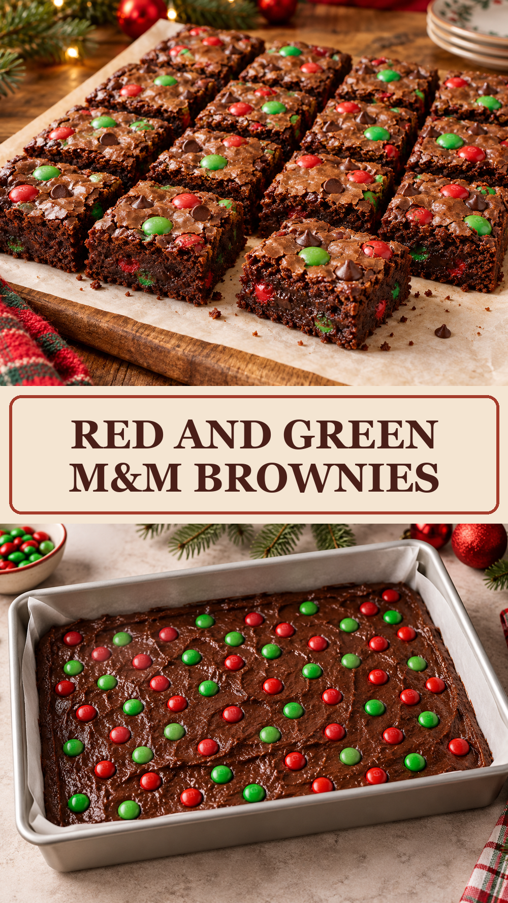 Red and Green M&M Brownies