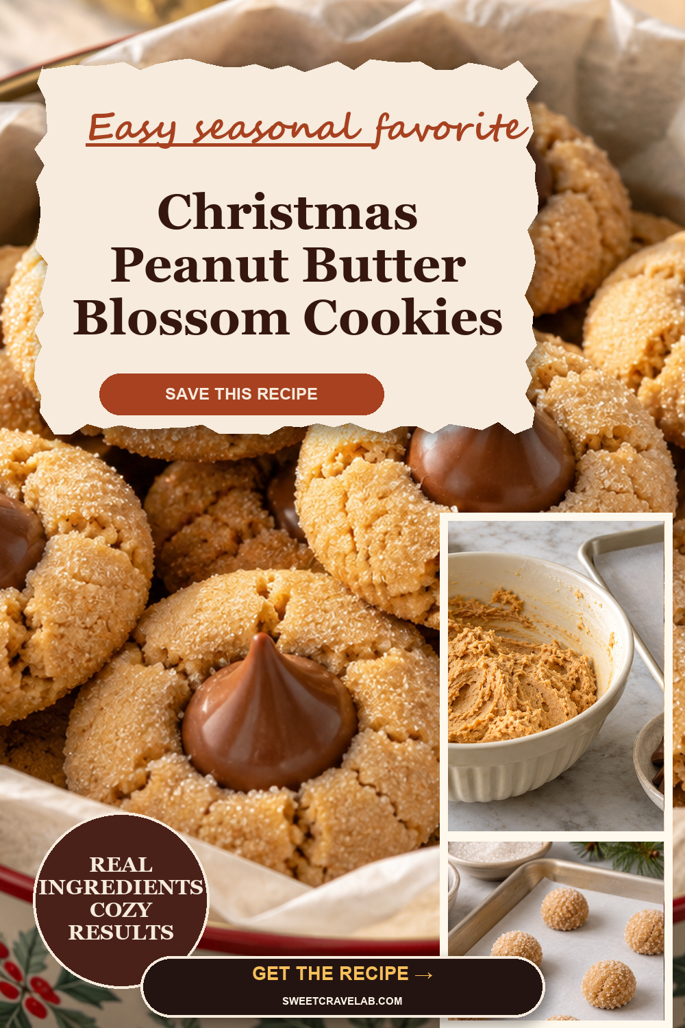 Christmas Peanut Butter Blossom Cookies