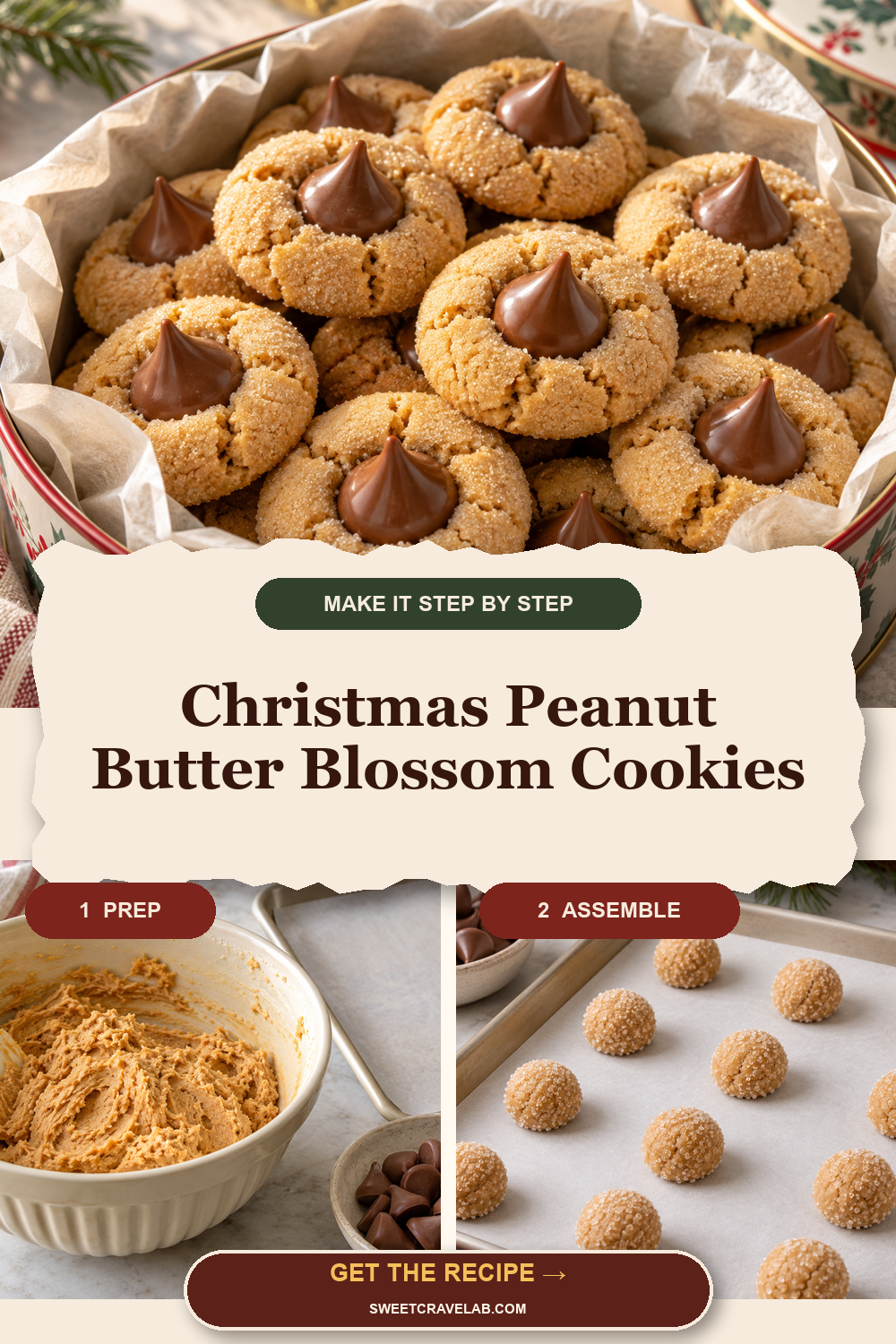 How to Make Christmas Peanut Butter Blossom Cookies