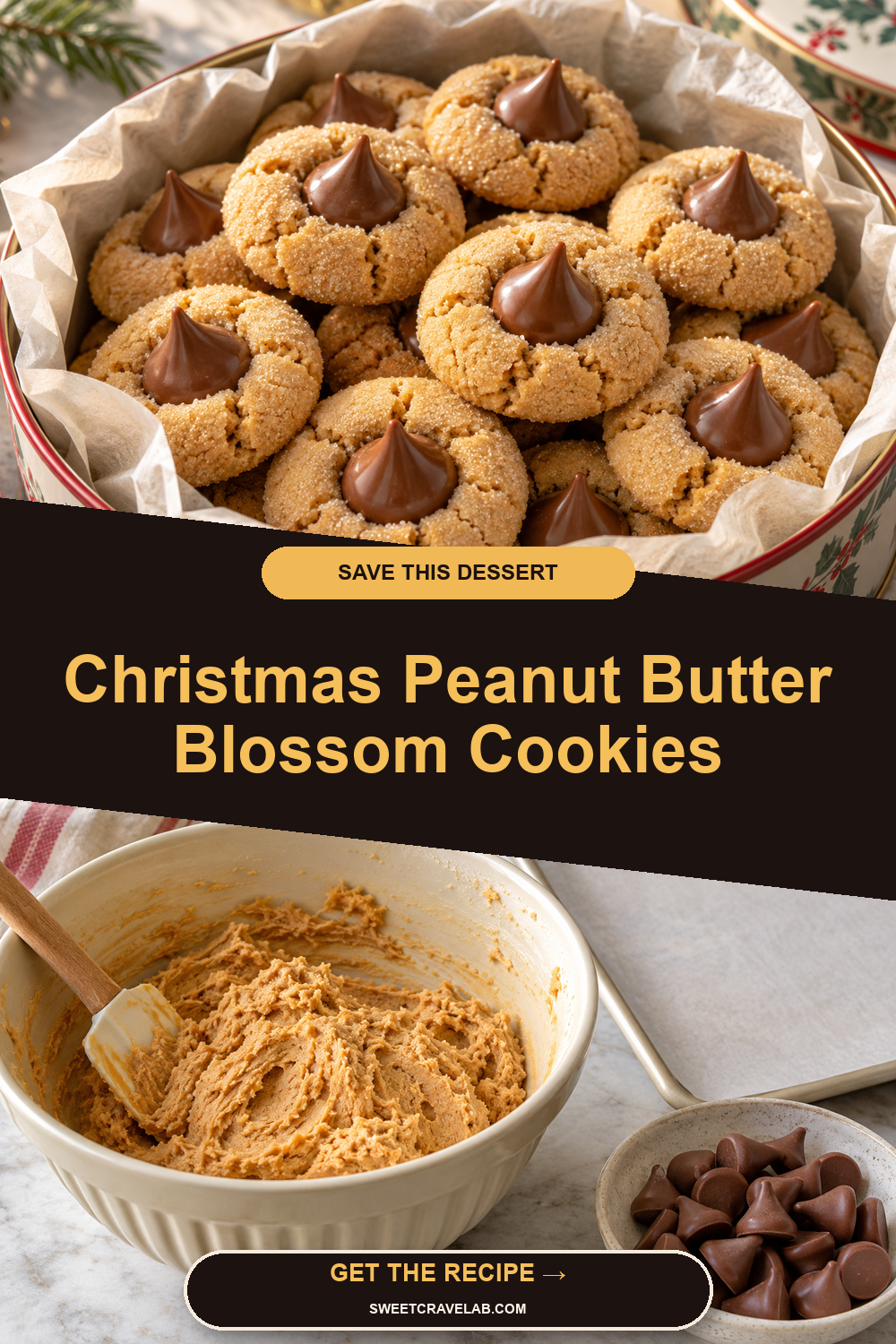 Make-Ahead Christmas Peanut Butter Blossom Cookies Recipe