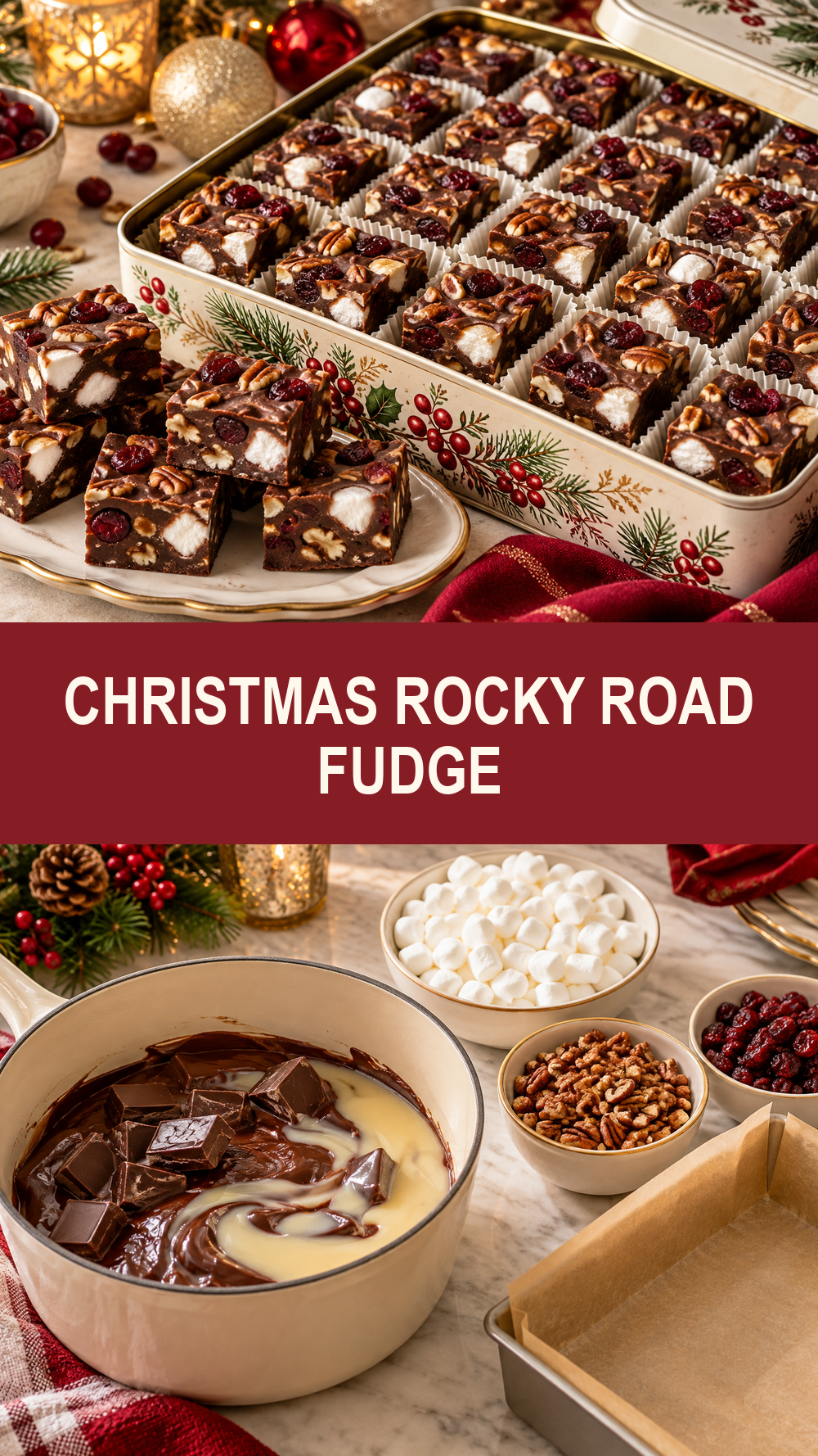 Christmas Rocky Road Fudge
