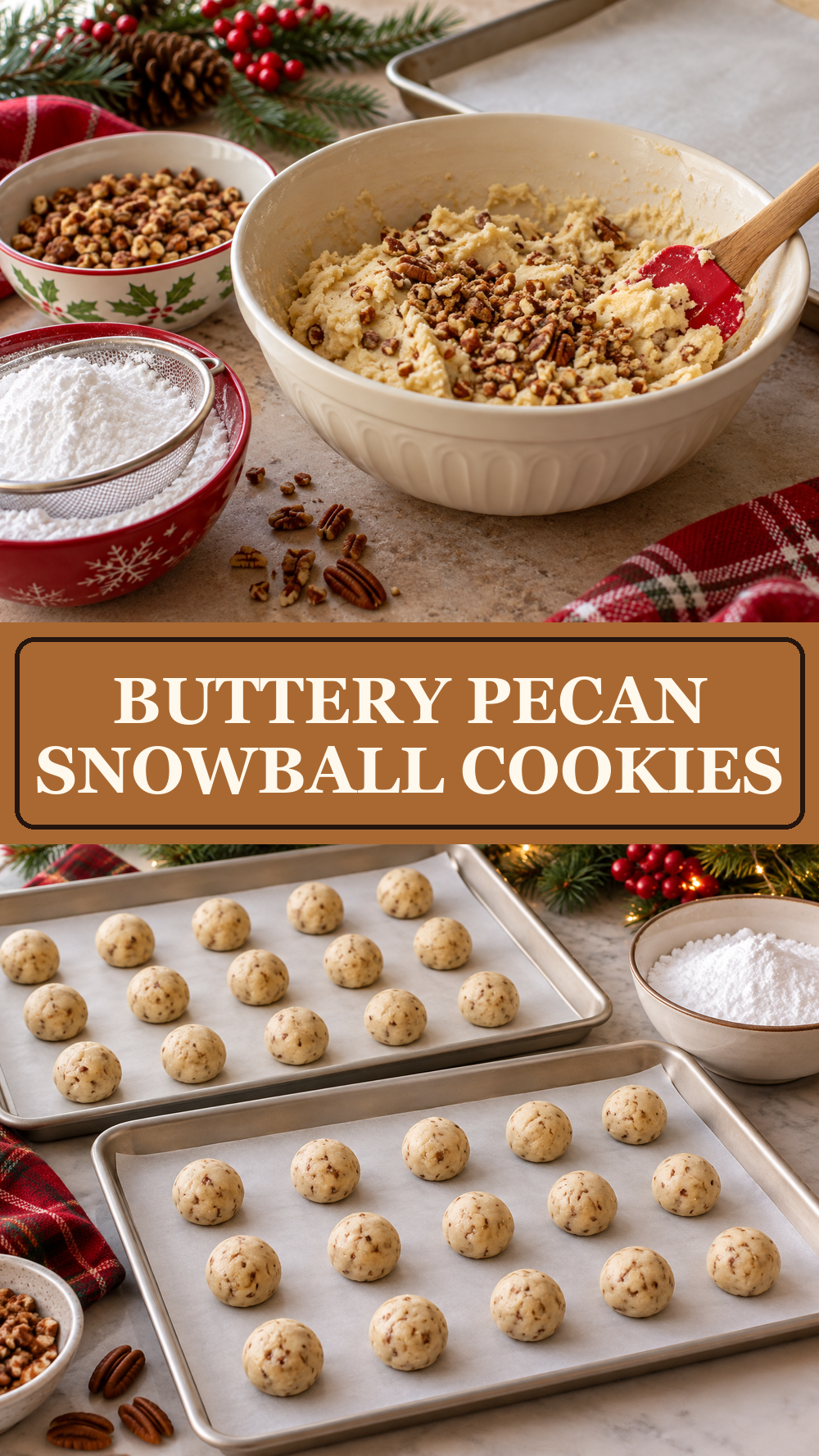 Buttery Pecan Snowball Cookies
