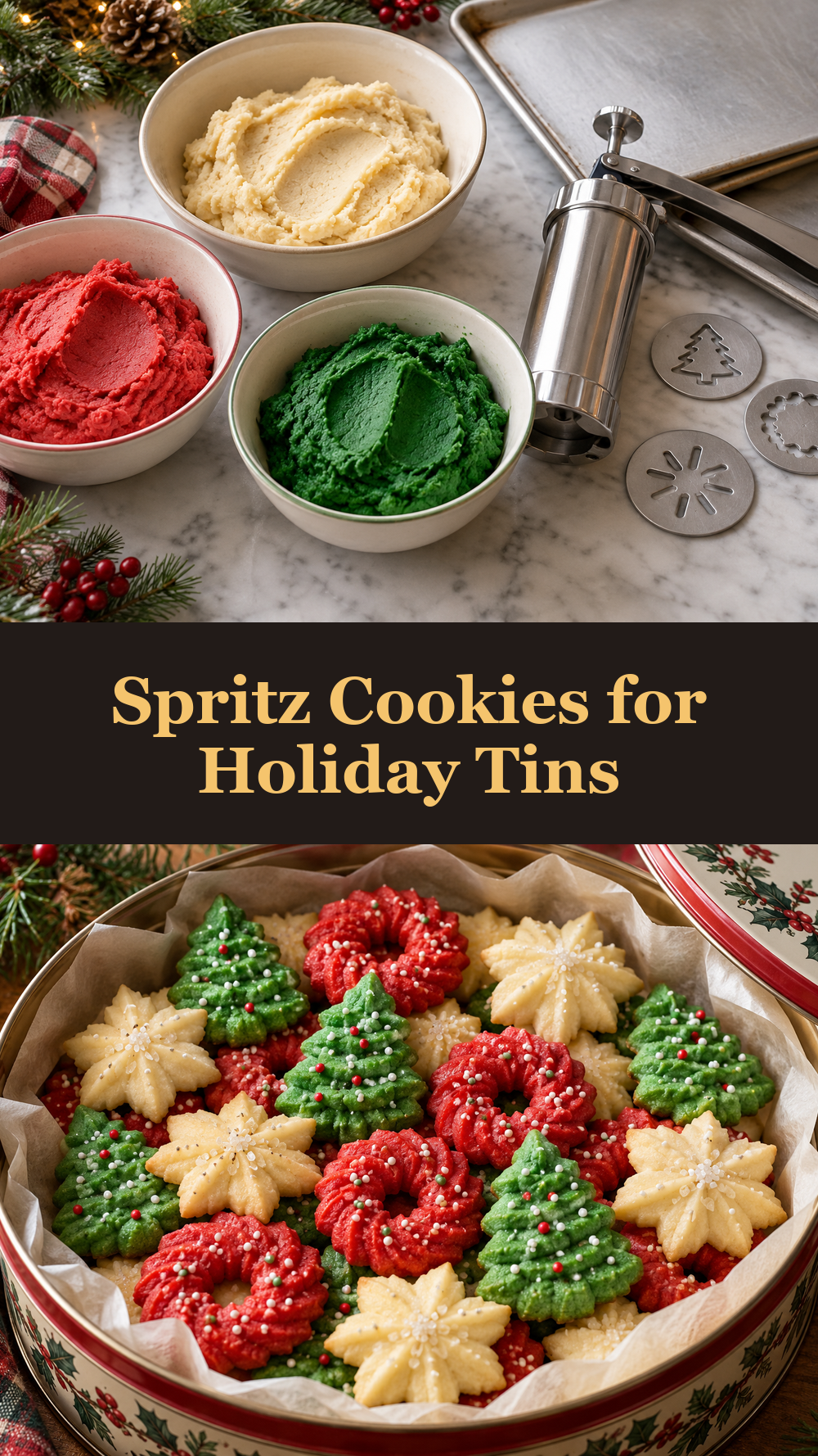 Spritz Cookies for Holiday Tins