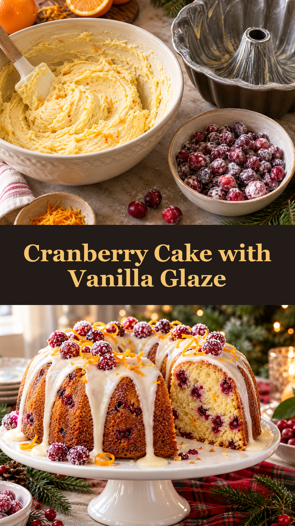 Cranberry Cake with Vanilla Glaze