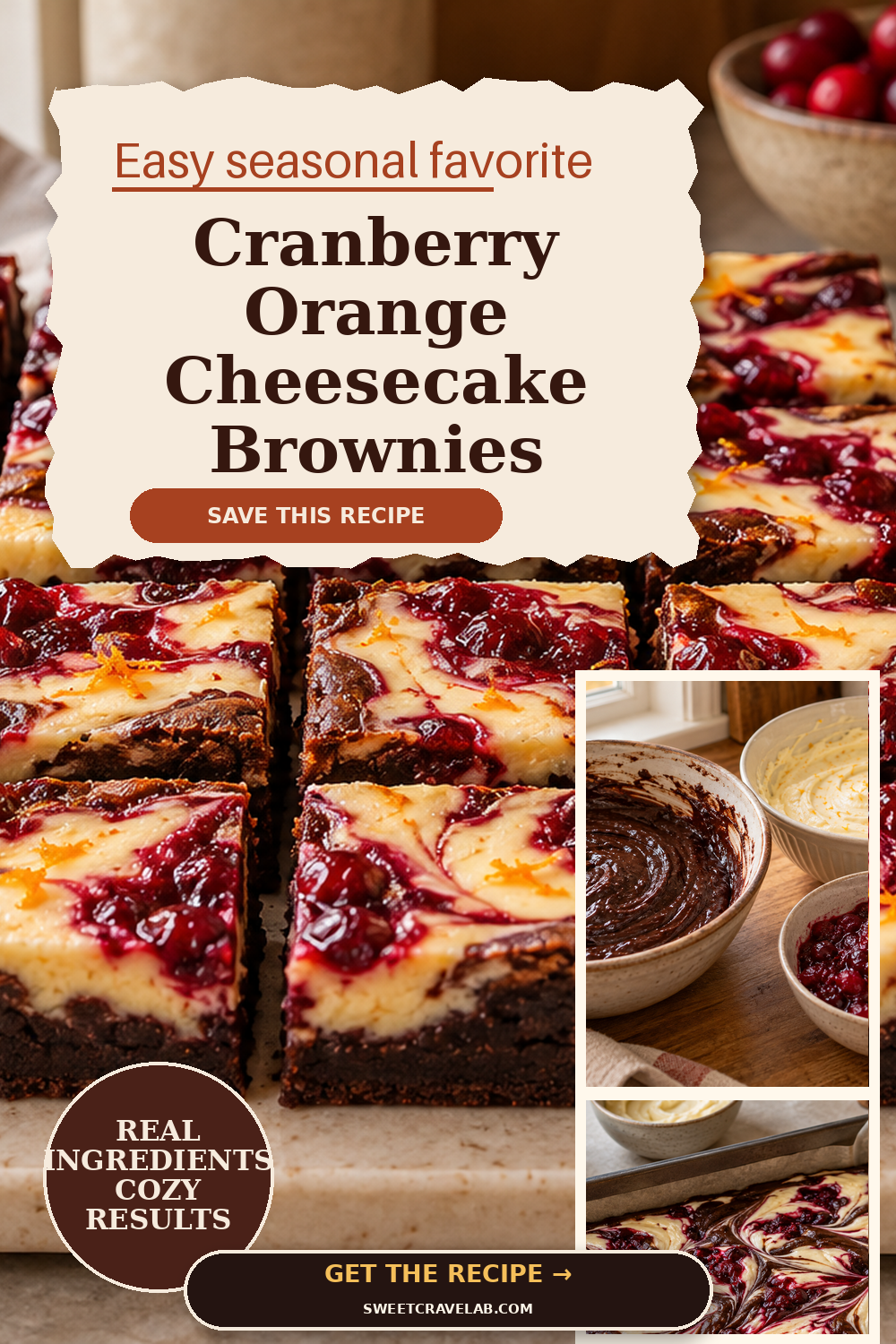 Cranberry Orange Cheesecake Brownies