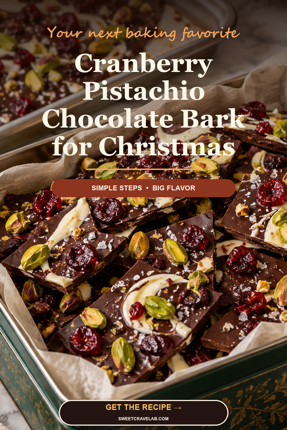 Easy Cranberry Pistachio Chocolate Bark for Christmas