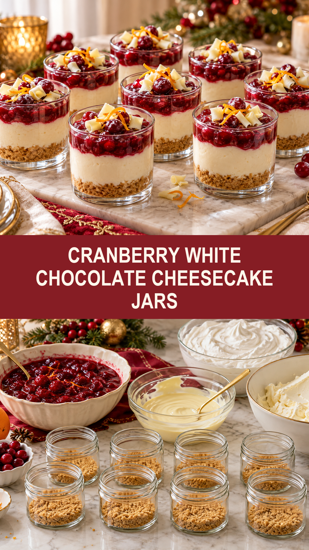 Cranberry White Chocolate Cheesecake Jars