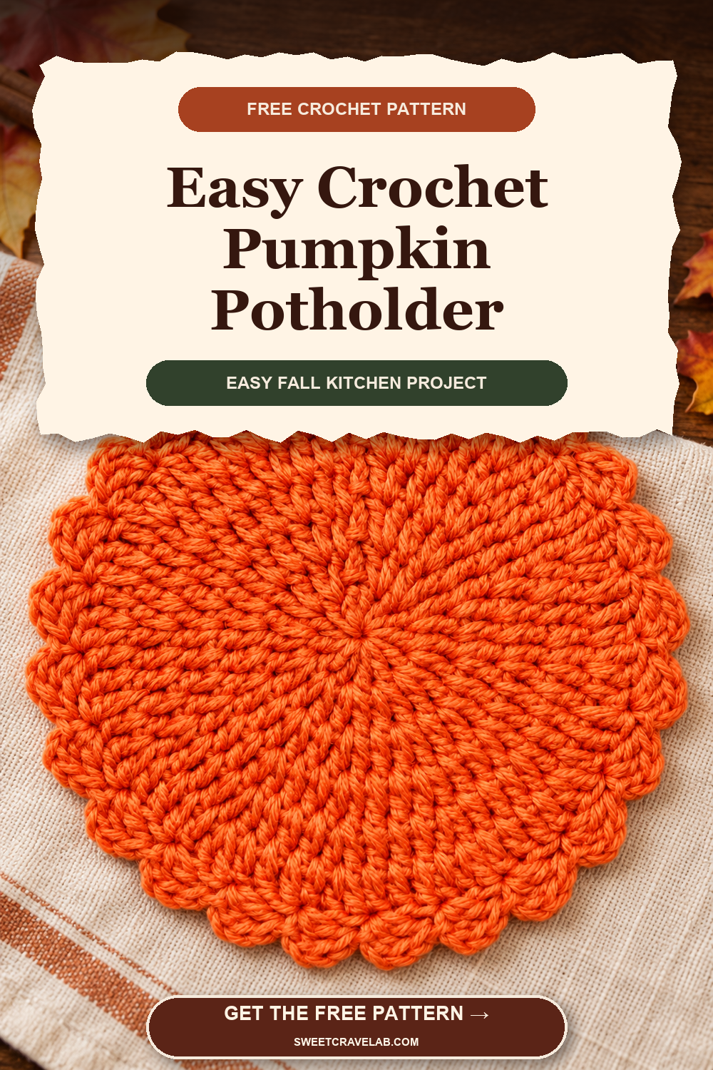 Easy Crochet Pumpkin Potholder - Free Fall Pattern