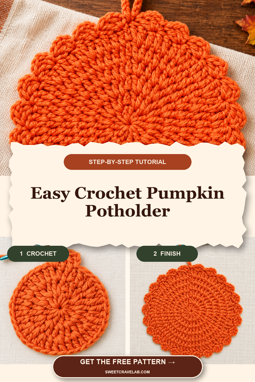 Free Crochet Pumpkin Potholder Pattern Step by Step