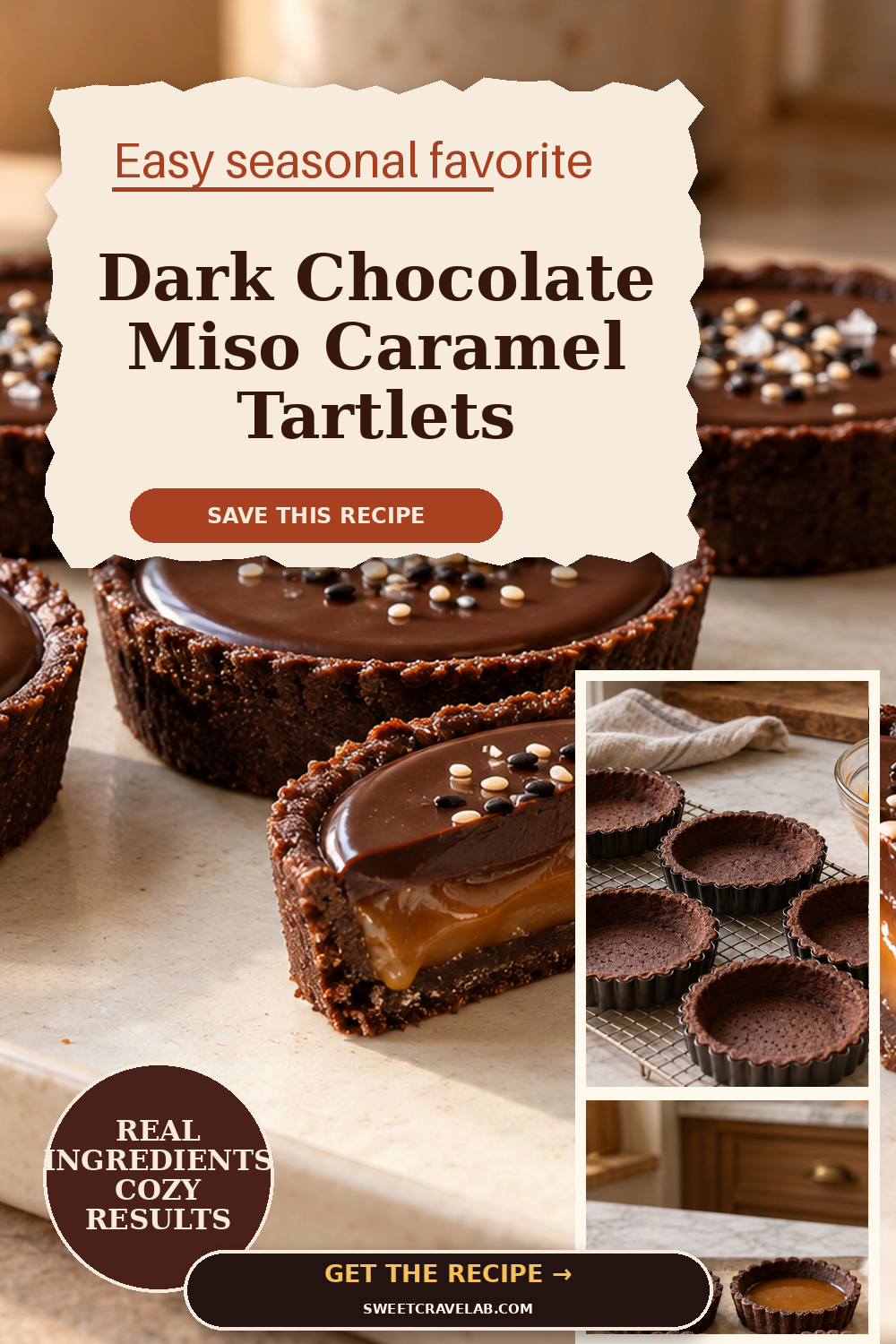 Dark Chocolate Miso Caramel Tartlets