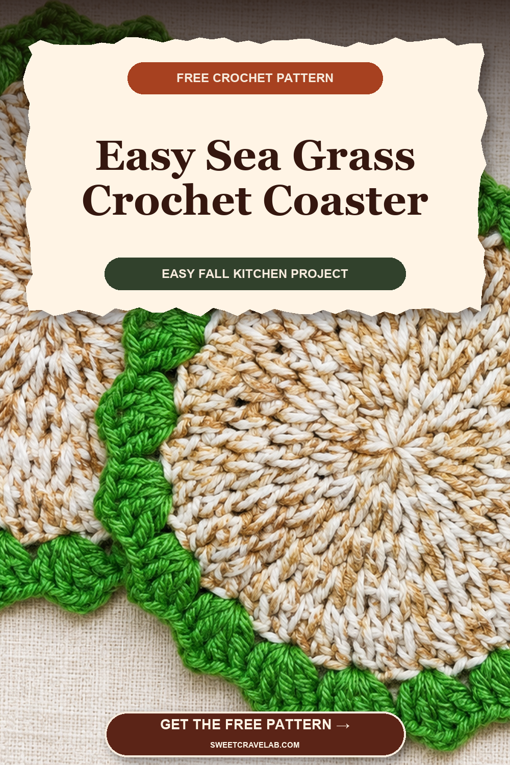 Easy Sea Grass Crochet Coaster - Free Pattern
