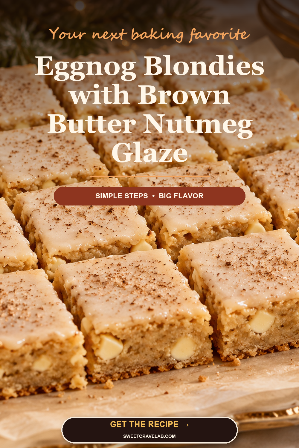 Easy Eggnog Blondies for Christmas