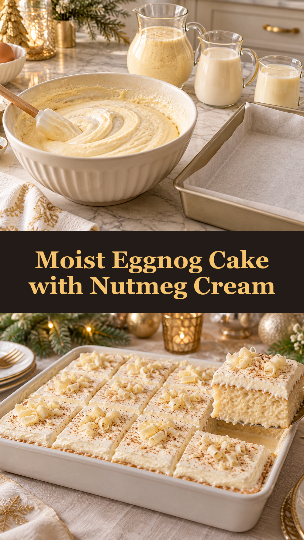 Moist Eggnog Cake with Nutmeg Cream
