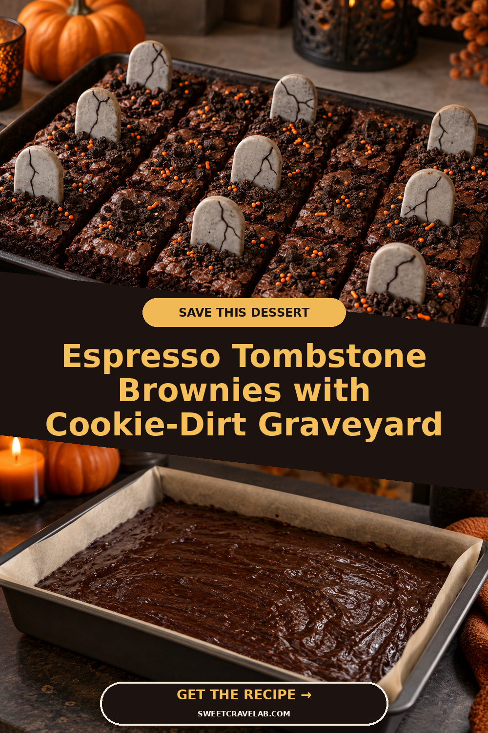 Dark Chocolate Tombstone Brownies for Parties