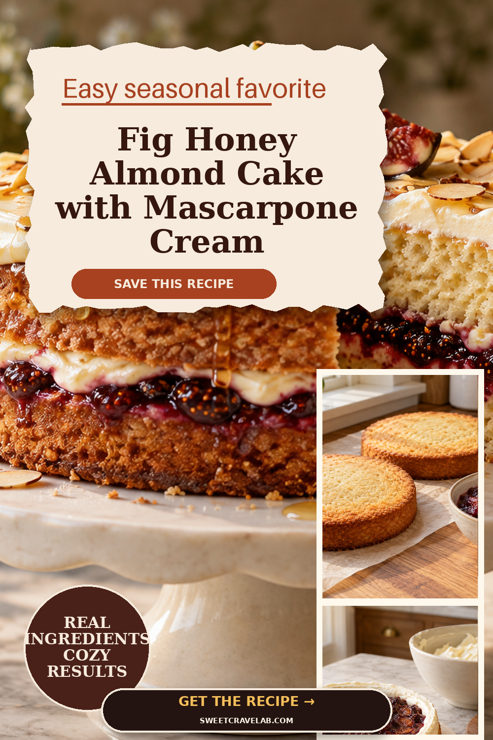 Fig Honey Almond Cake with Mascarpone