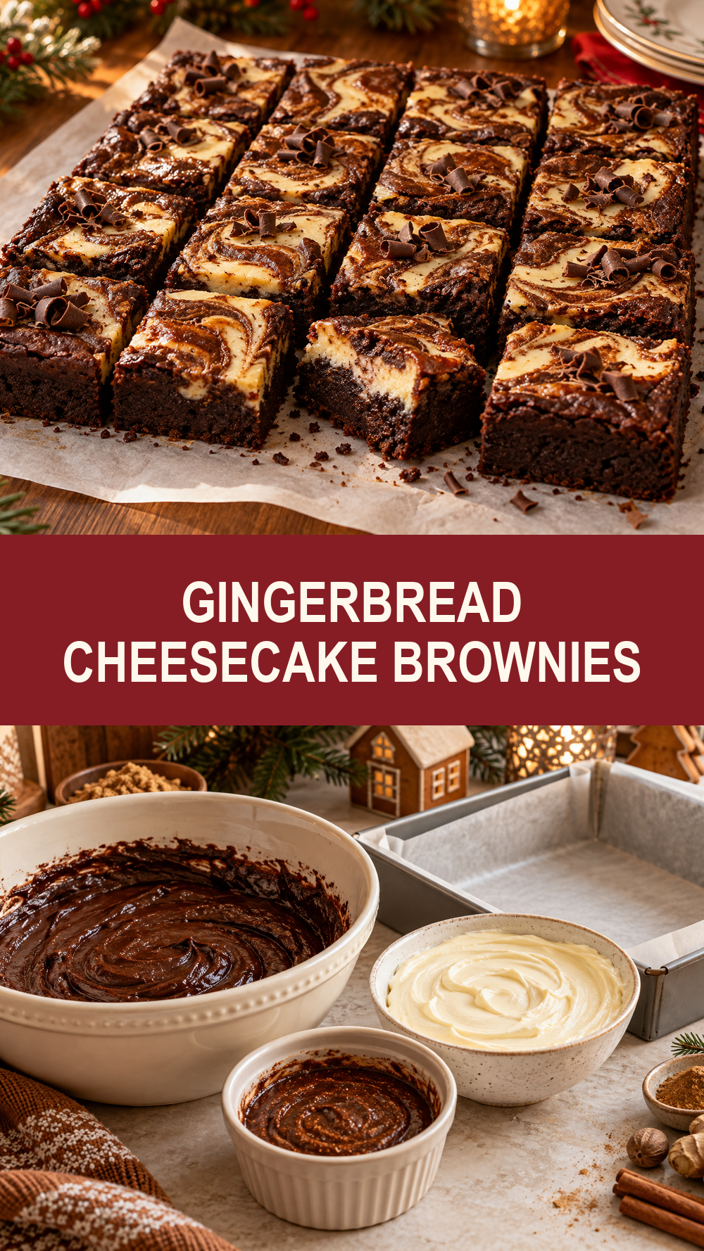 Gingerbread Cheesecake Brownies