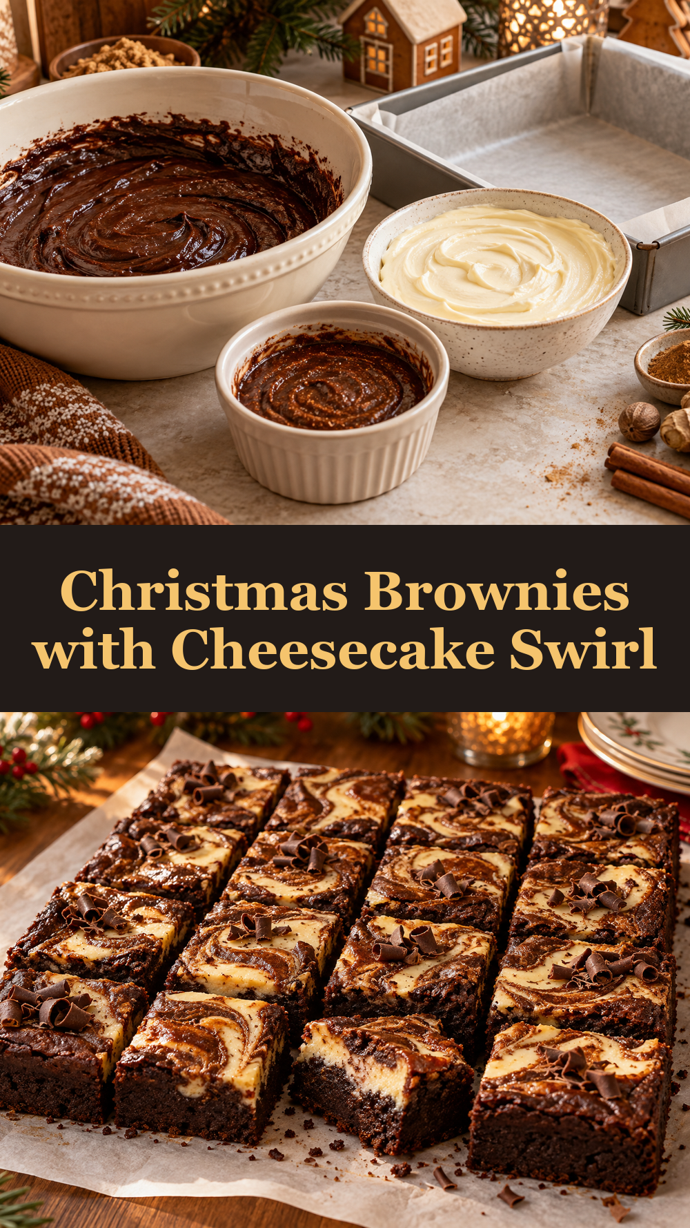 Christmas Brownies with Cheesecake Swirl