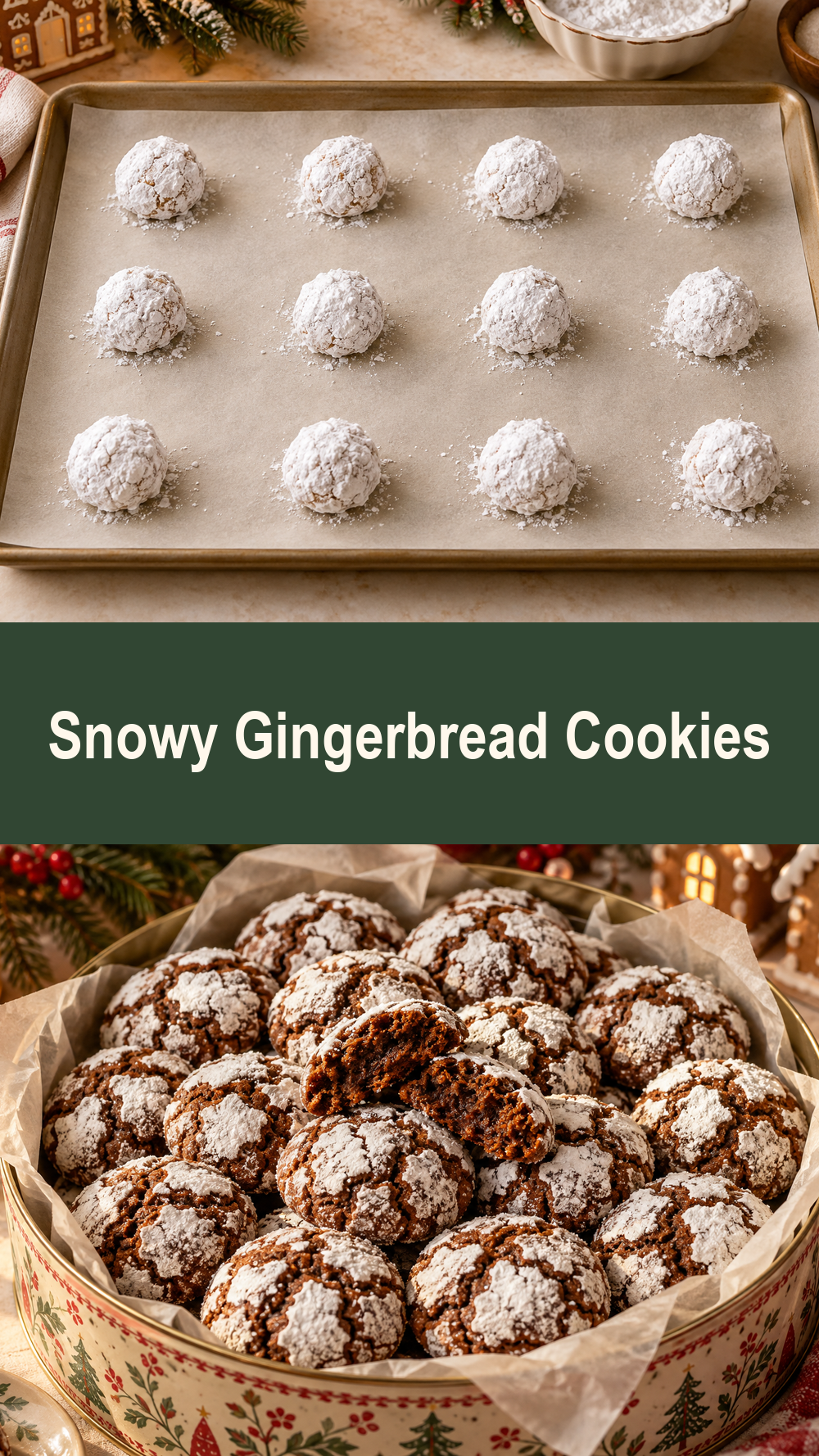Snowy Gingerbread Cookies