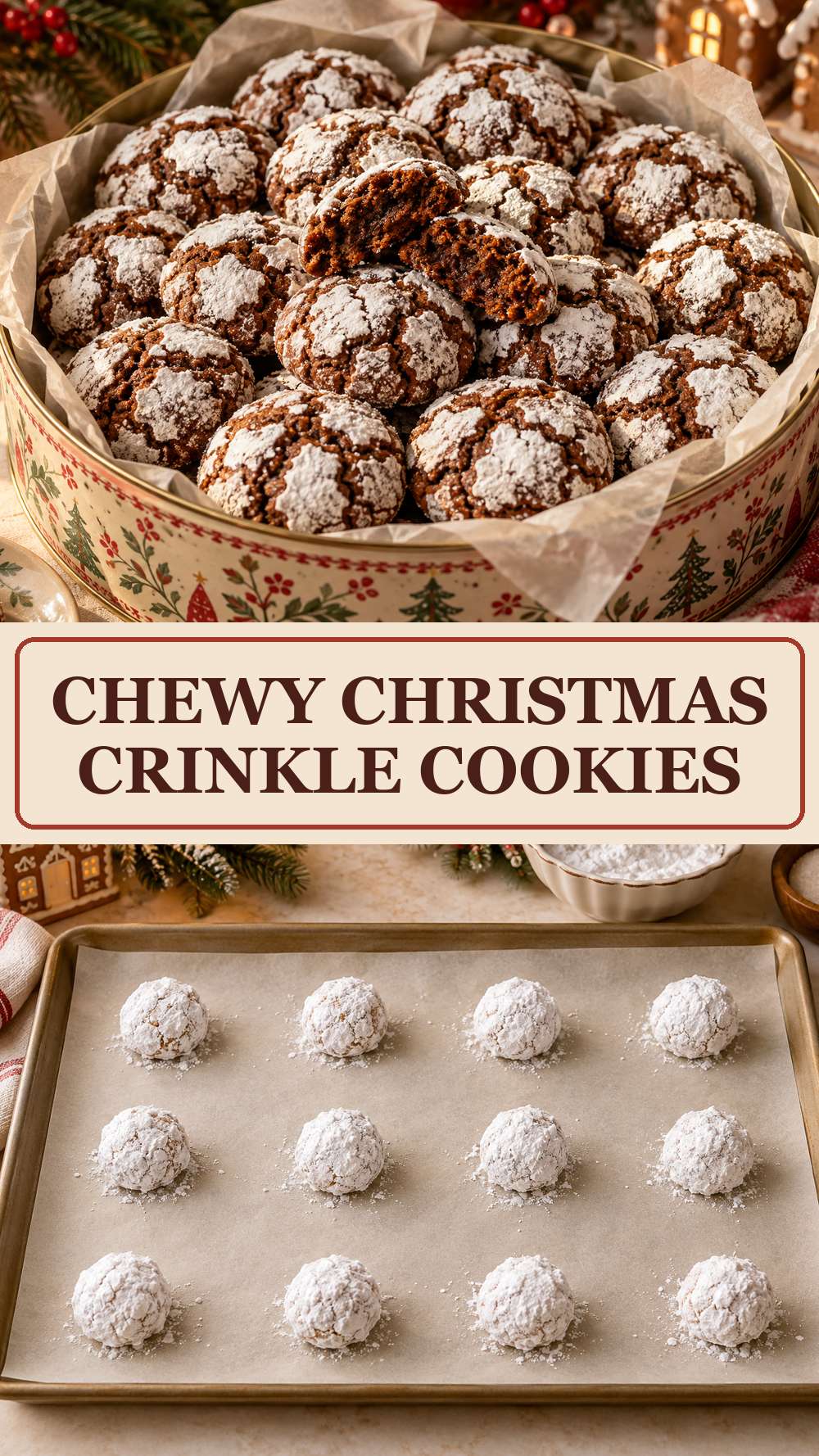 Chewy Christmas Crinkle Cookies