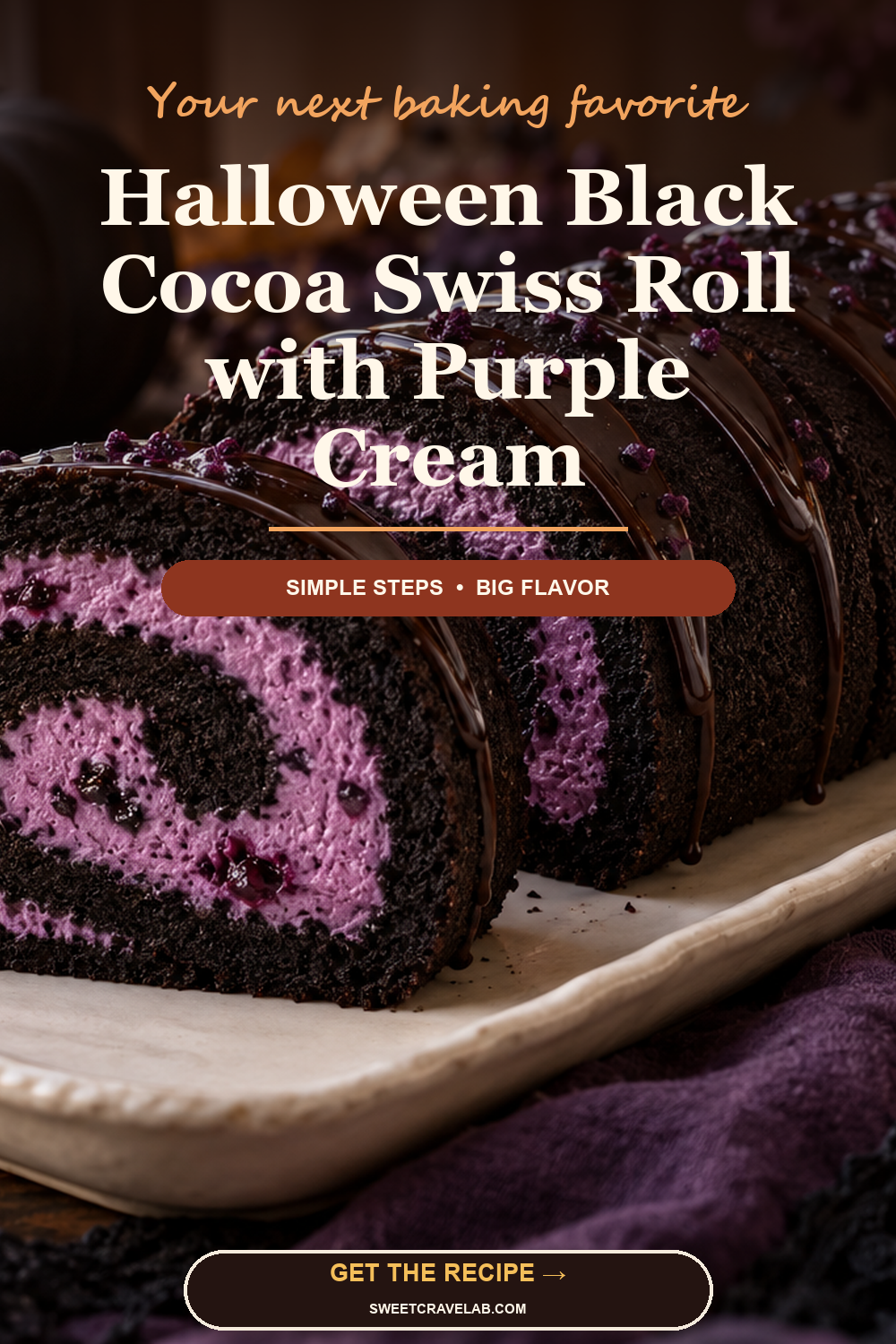 Purple Cream Halloween Cake Roll