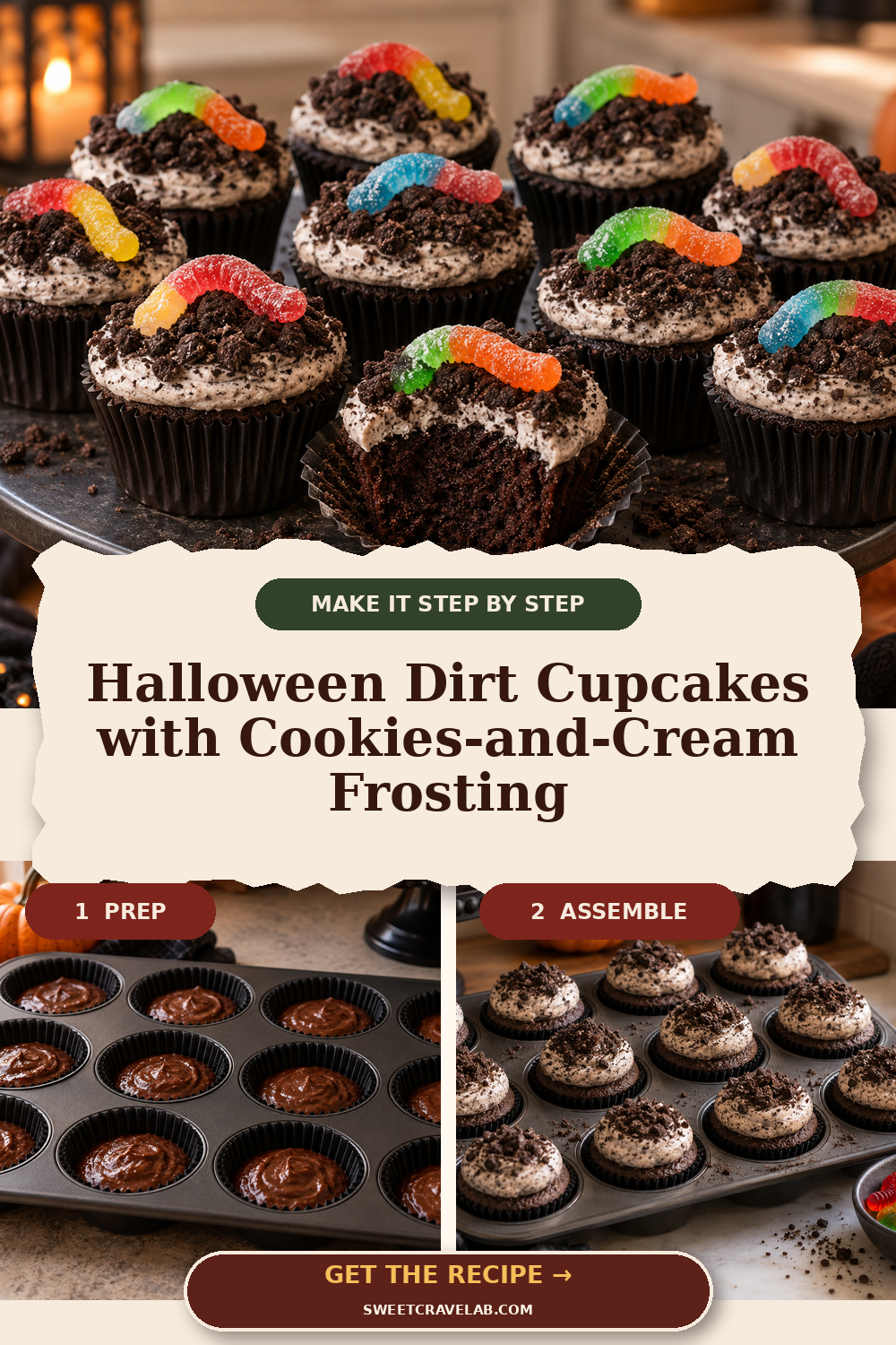 Chocolate Dirt Cupcakes for Halloween Parties