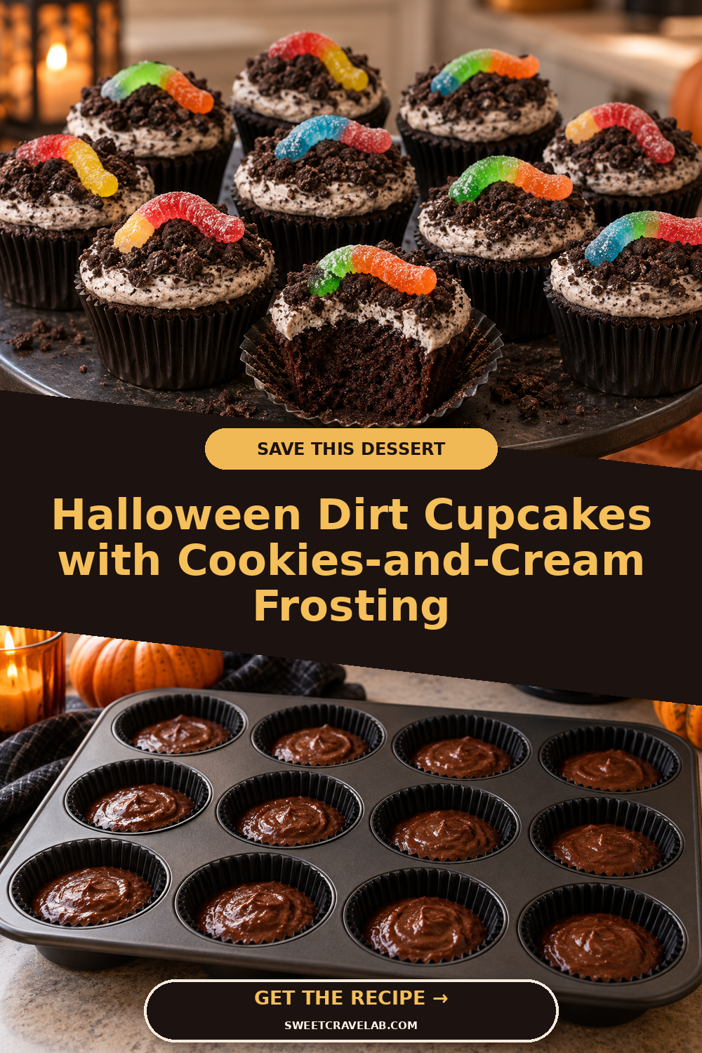 Moist Halloween Cupcakes with Cookie Soil
