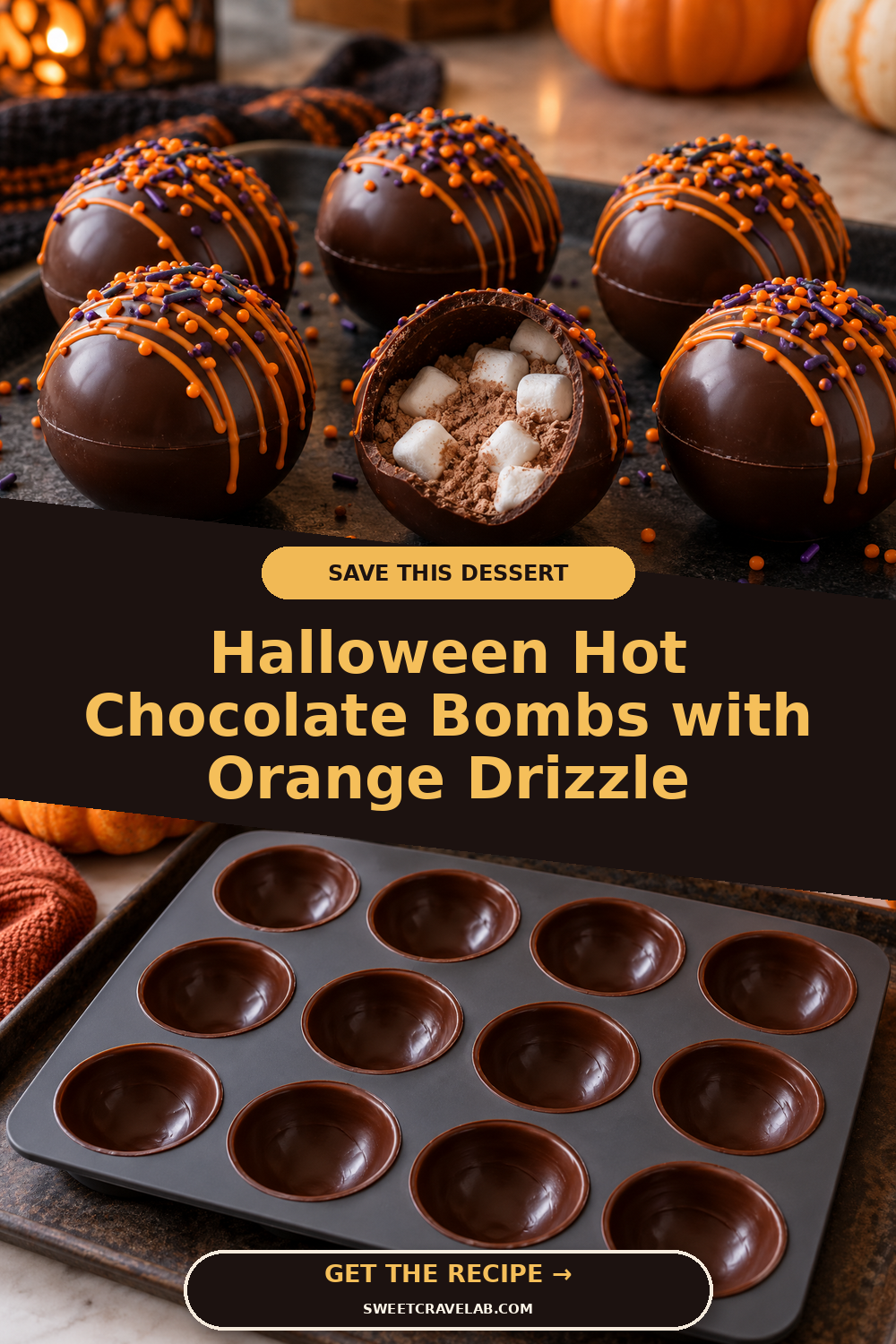 Halloween Hot Cocoa Bombs with Marshmallows