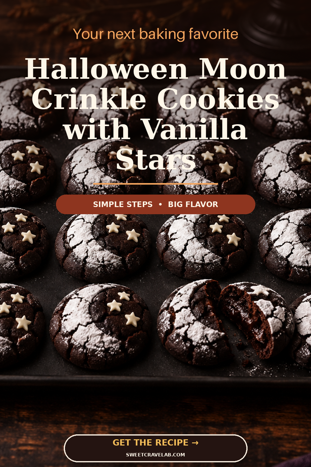 Black Cocoa Moon Cookies with Vanilla Stars