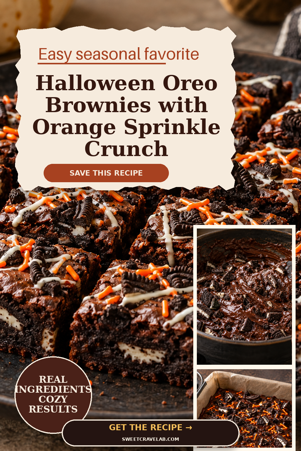 Halloween Oreo Brownies with Orange Sprinkle Crunch