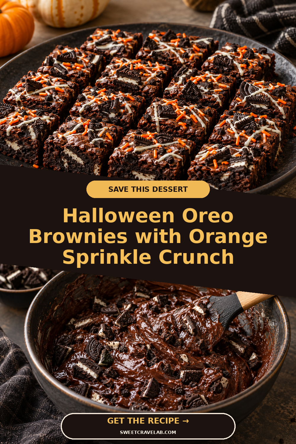 Orange and Black Halloween Brownie Bars