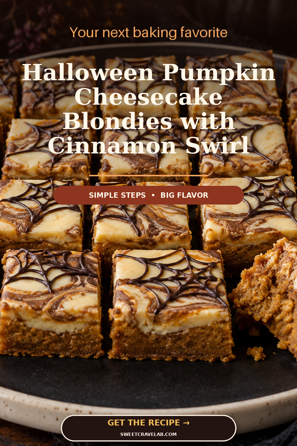 Easy Pumpkin Cheesecake Blondies for Halloween