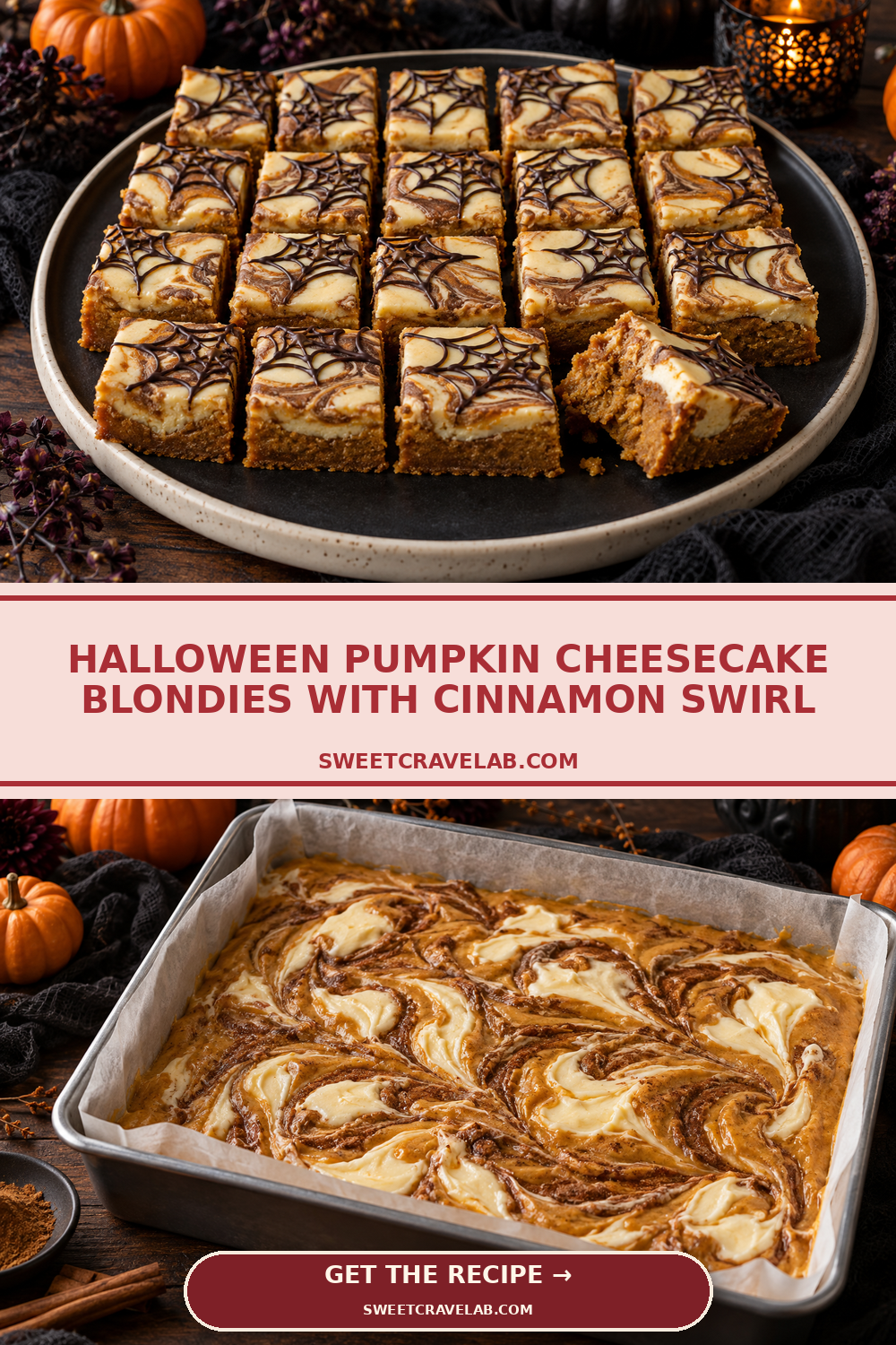 Cinnamon Swirl Halloween Blondie Bars