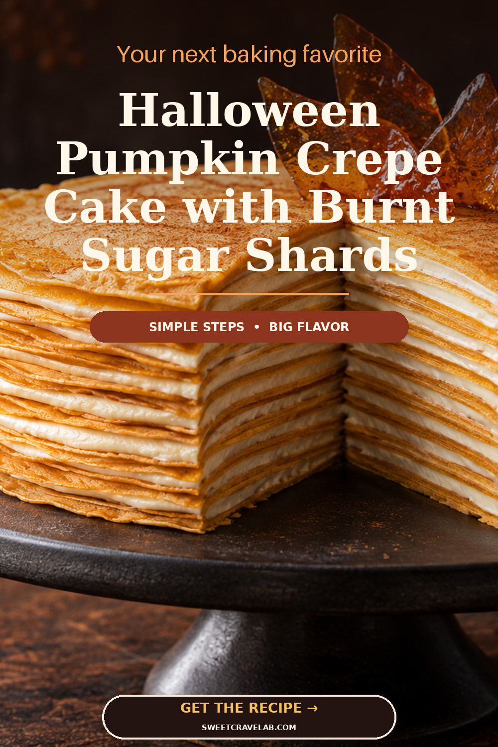 18-Layer Pumpkin Crepe Cake for Halloween