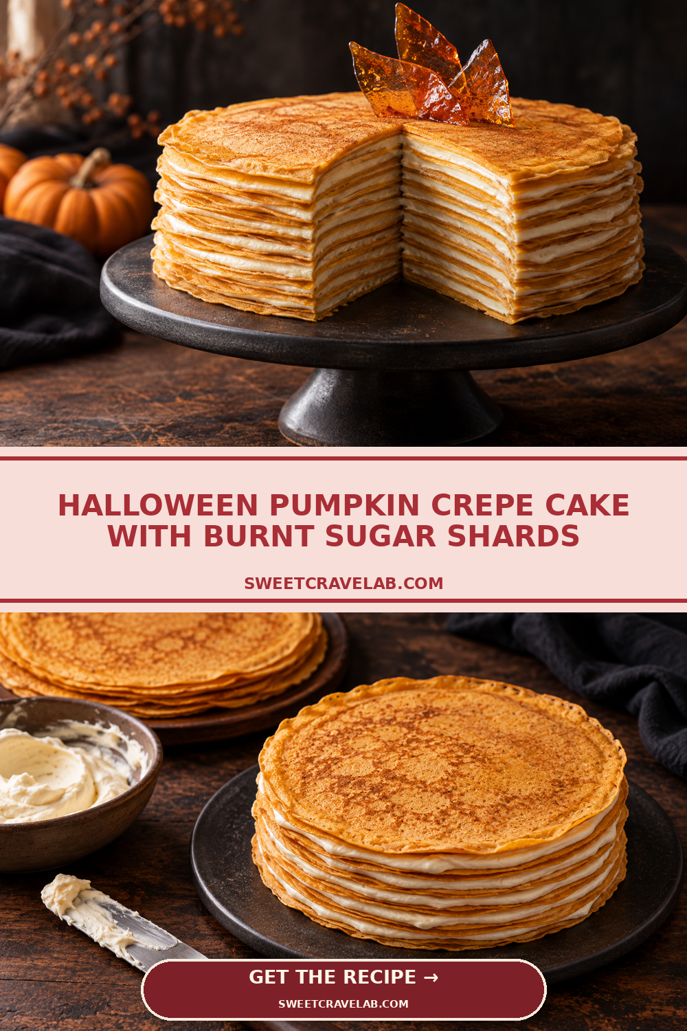 Maple Mascarpone Pumpkin Crepe Cake