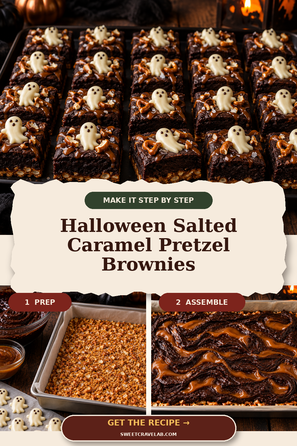 Easy Salted Caramel Halloween Brownies