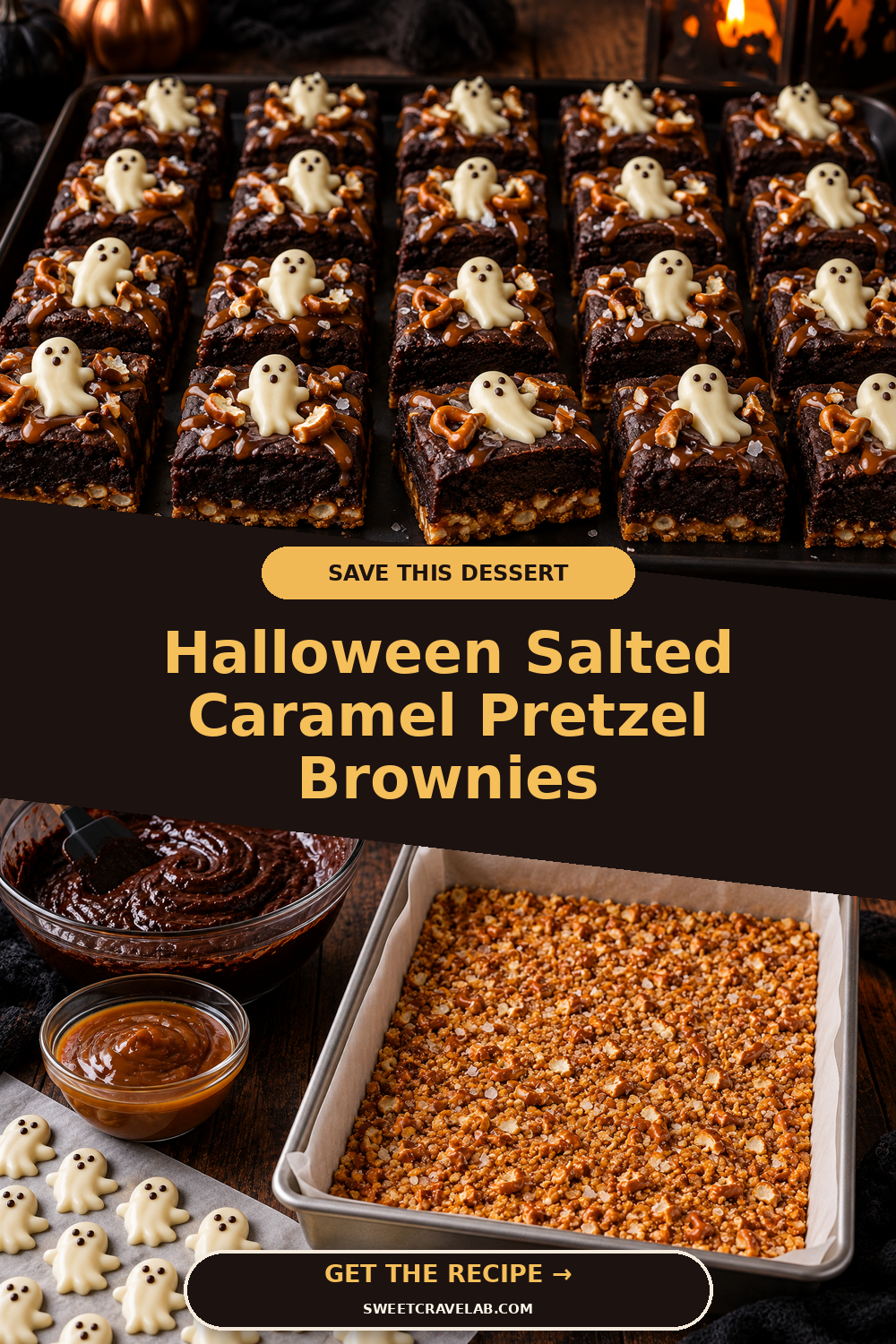 Sweet and Salty Halloween Party Brownies