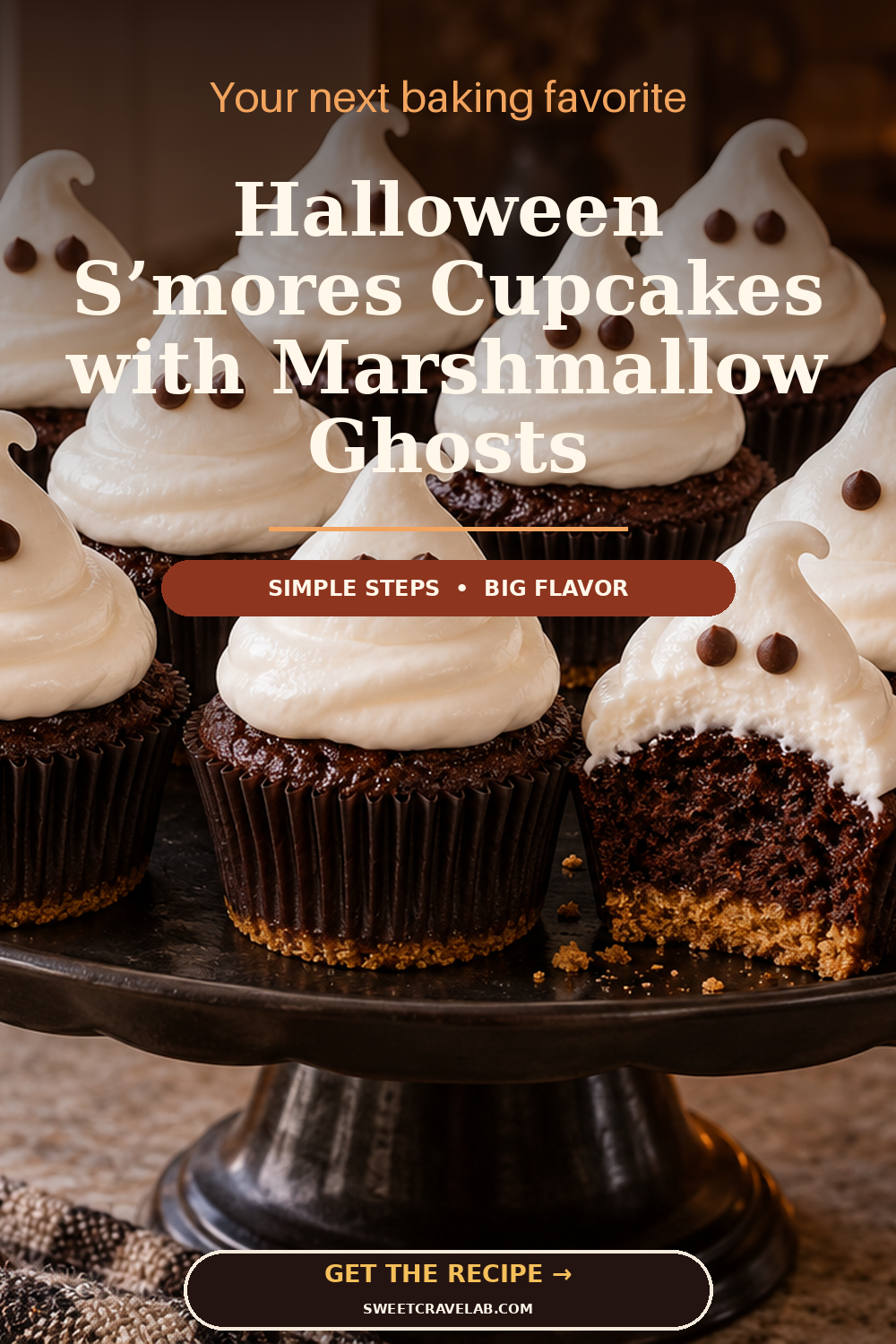 Easy Marshmallow Ghost Cupcakes for Halloween