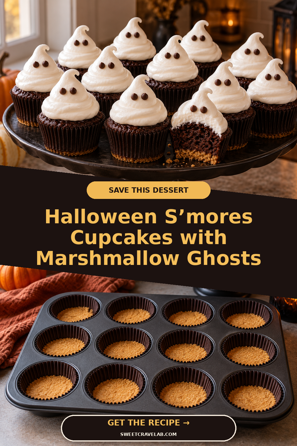 Cute Halloween Cupcakes with Graham Crust