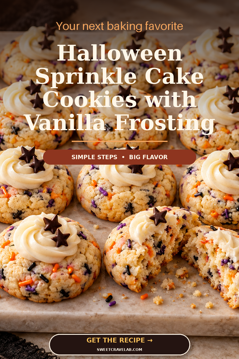 Soft Frosted Halloween Confetti Cookies