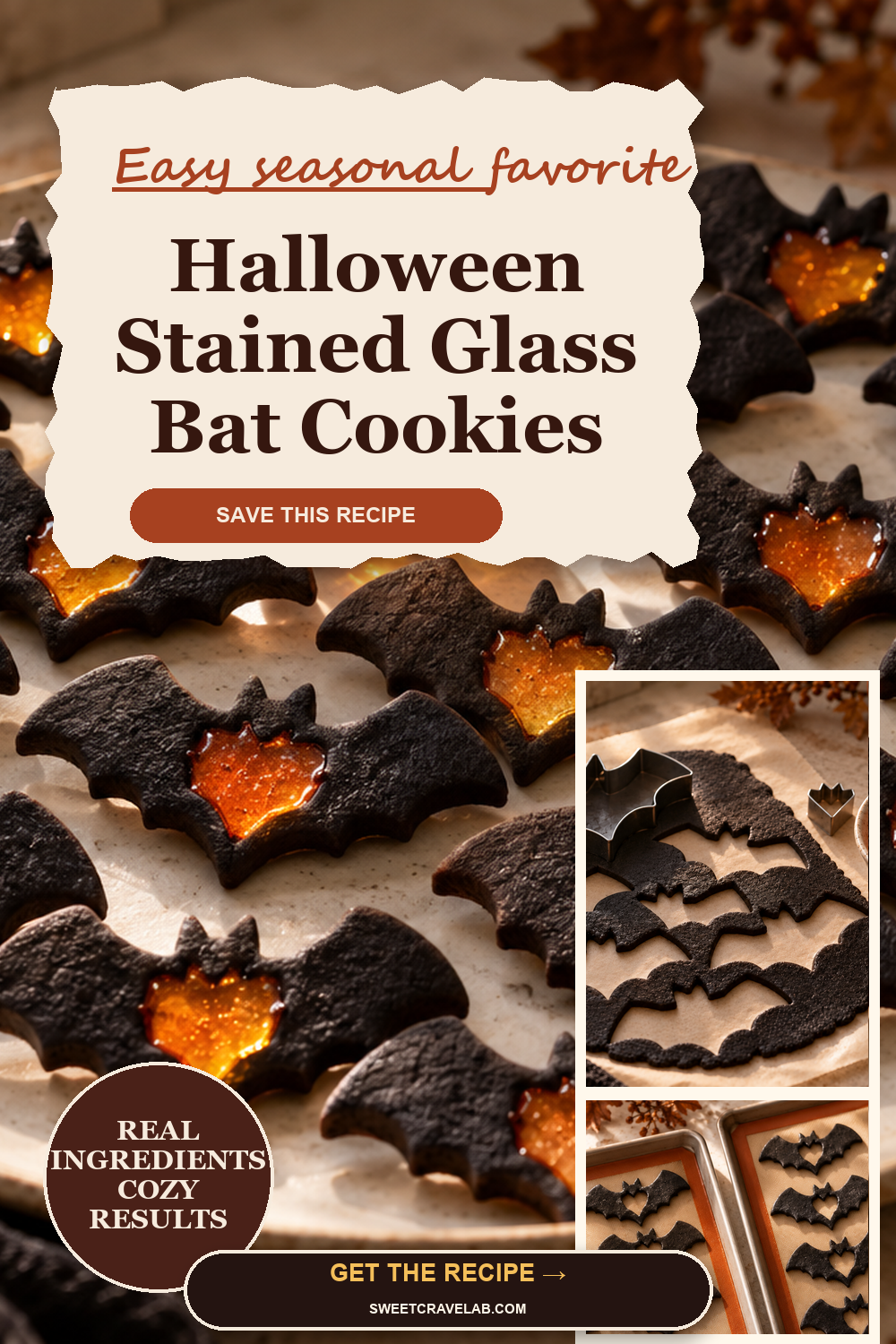Halloween Stained Glass Bat Cookies