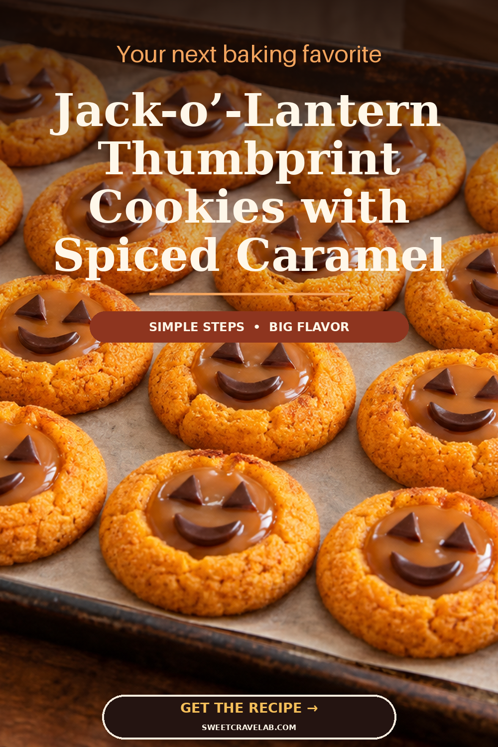 Easy Orange Pumpkin Thumbprint Cookies