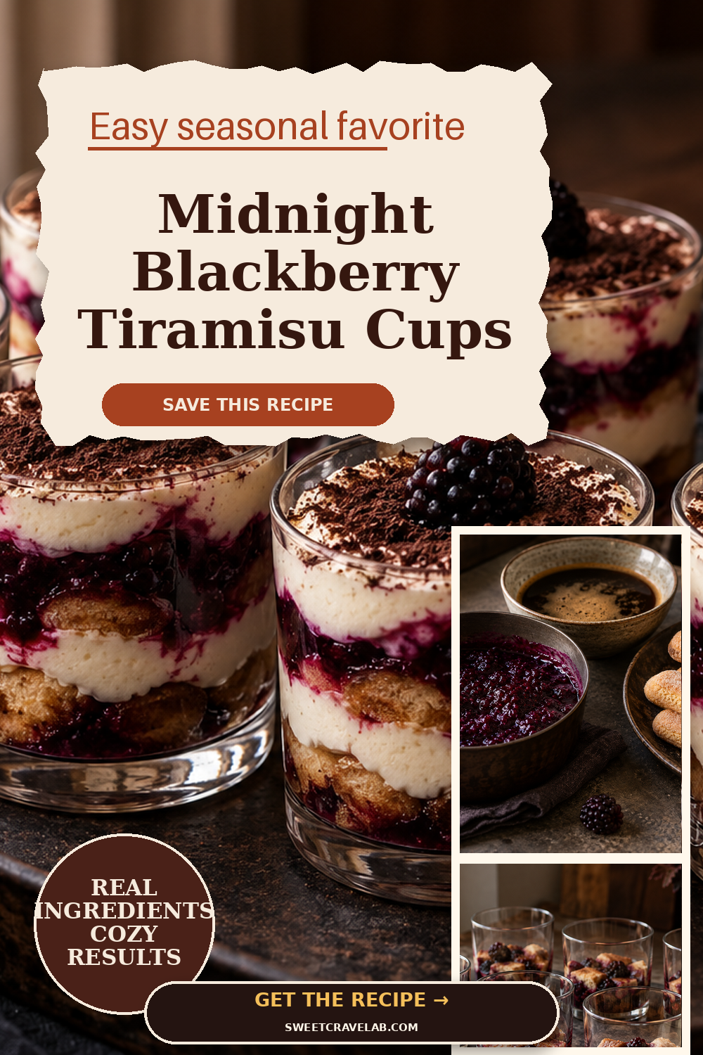 Midnight Blackberry Tiramisu Cups