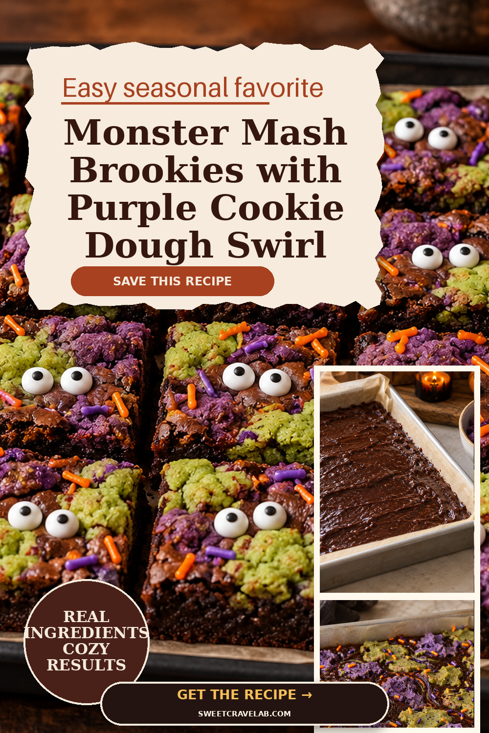 Monster Mash Brookies with Purple Cookie Swirl