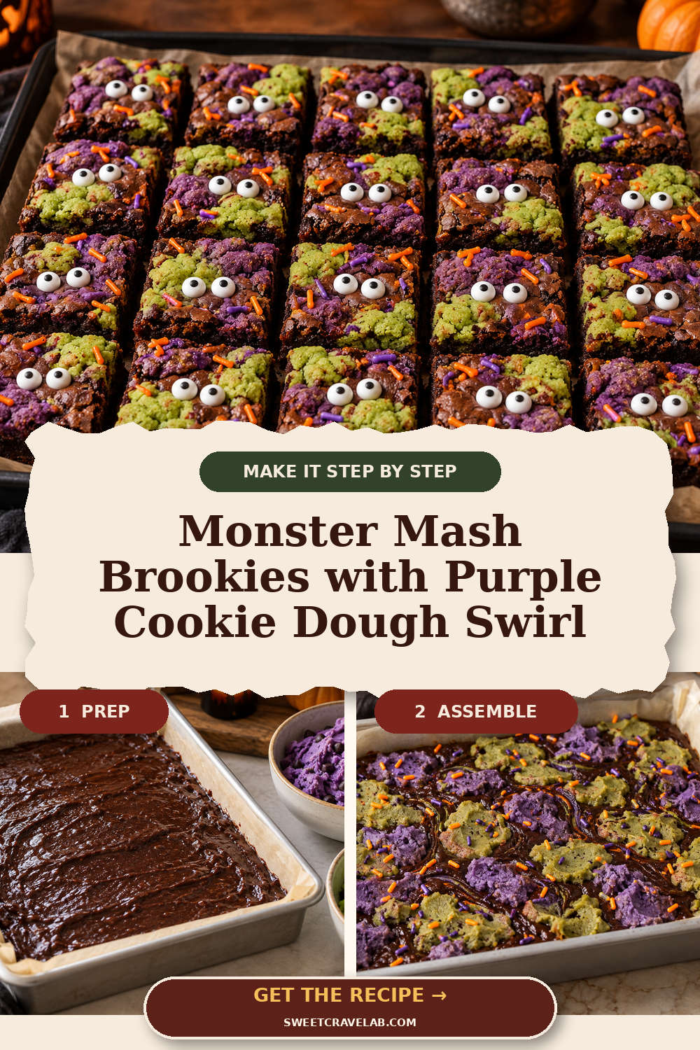 Fudgy Monster Brookies with Candy Eyes