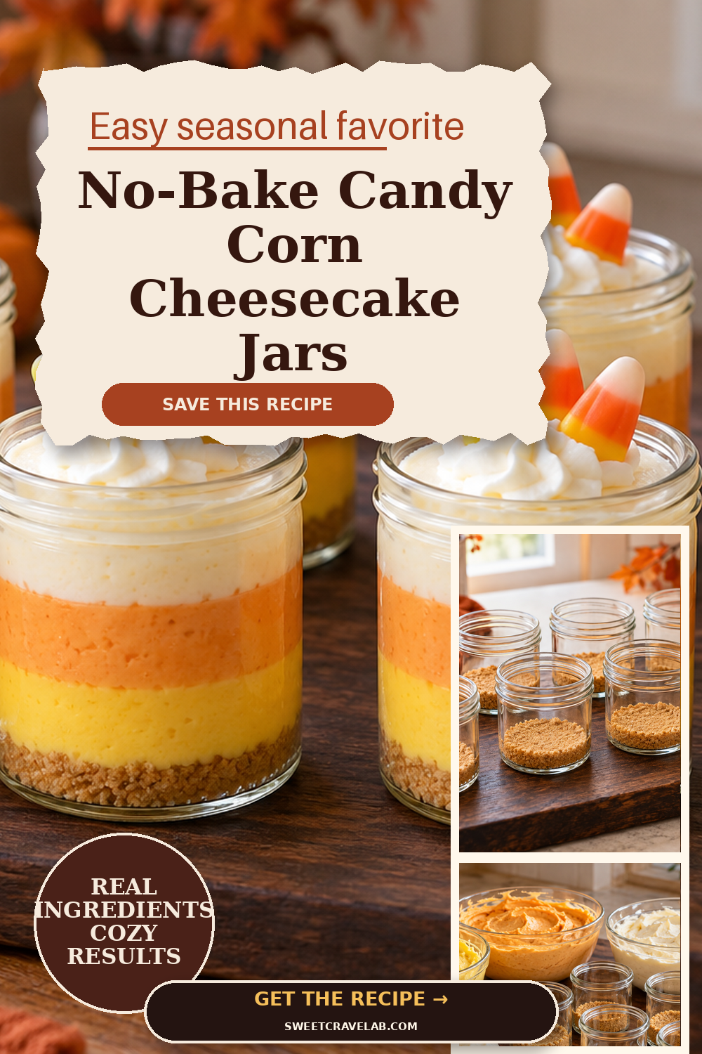 No-Bake Candy Corn Cheesecake Jars