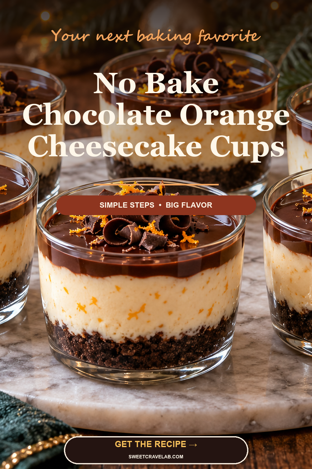 Easy No Bake Chocolate Orange Cheesecake Cups for Christmas