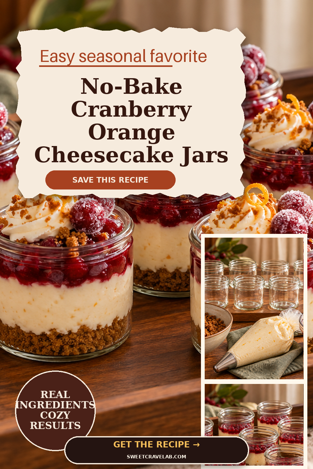 No-Bake Cranberry Orange Cheesecake Jars