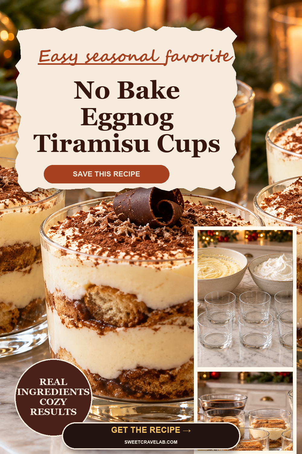 No Bake Eggnog Tiramisu Cups