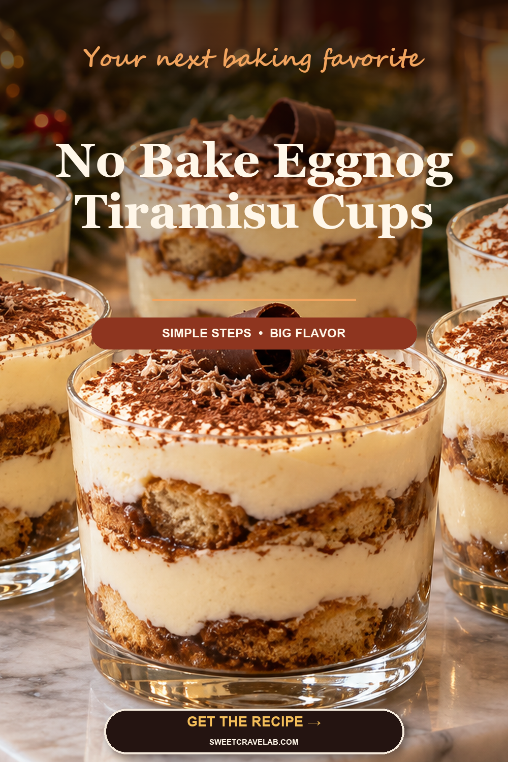 Easy No Bake Eggnog Tiramisu Cups for Christmas