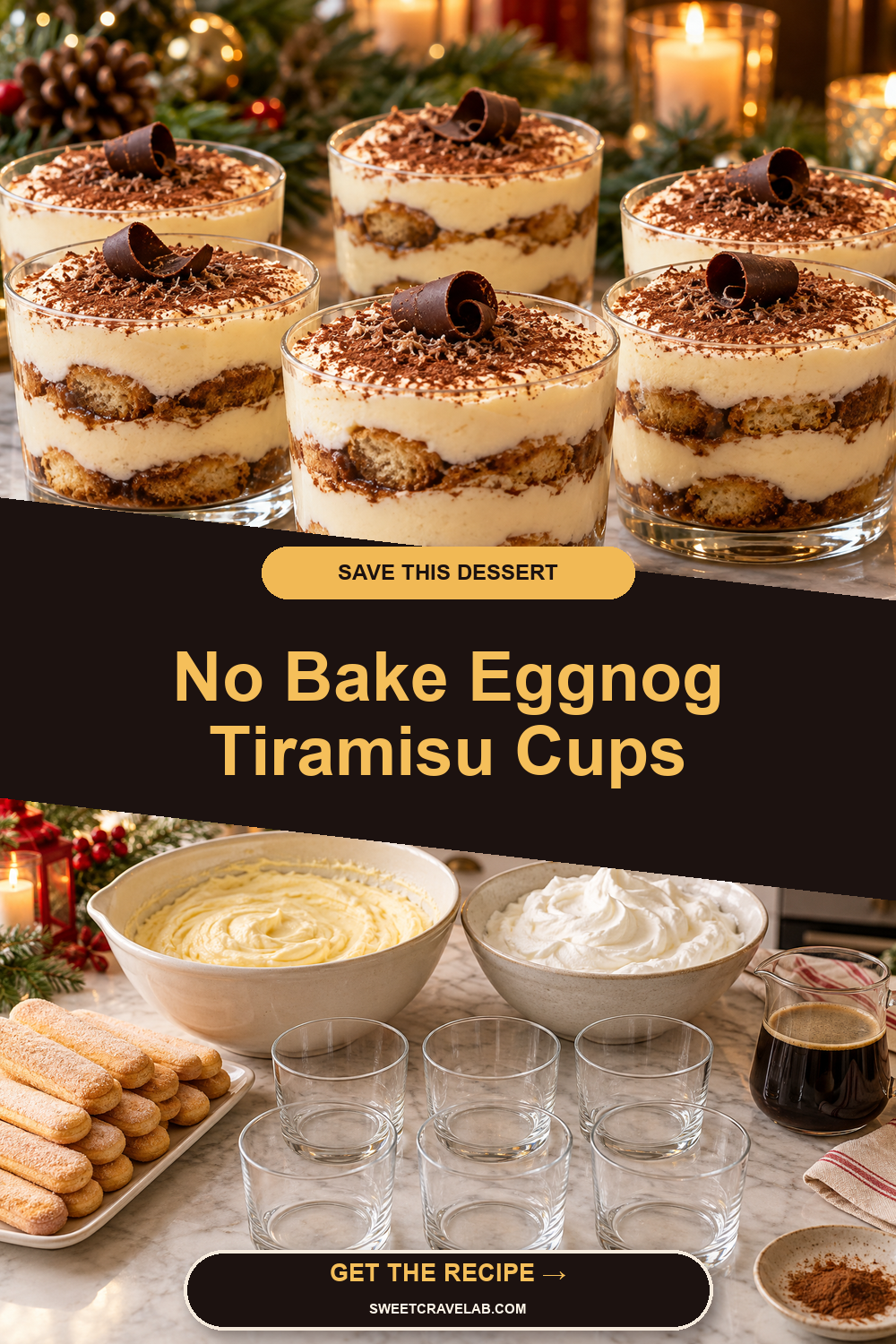 Make-Ahead No Bake Eggnog Tiramisu Cups Recipe